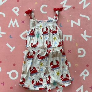 Little Sleepies Red and White Crab Romper